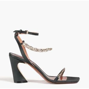 ZIMMERMANN Chain-Trimmed Satin Sandals Dark Green - EU 39/US 8.5